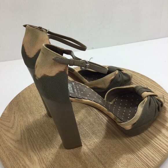 Moschino Olive Green Brown Taupe Cheap & Chic Tie-dye Platform Sandals Size 39 - Picture 9 of 13